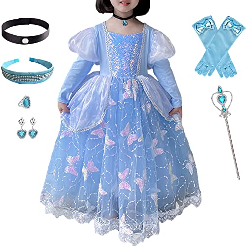 Windskids Mädchen Kostüm Aschenputtel Prinzessin Kleid Verkleidung Cinderella Schmetterling Tüll Abendkleid Cosplay Weihnachten Fasching Halloween Geburtstagsfeier Festkleid Blau Kinder 3-9 Jahre Windskids Mädchen Kostüm Aschenputtel Prinzessin Kleid Verkleidung Cinderella Schmetterling Tüll Abendkleid Cosplay Weihnachten Fasching Halloween Geburtstagsfeier Festkleid Blau Kinder 3-9 Jahre von Windskids