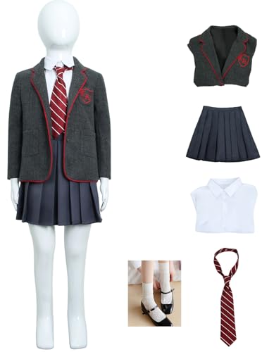Windskids Mädchen Matilda Kostüm Fasching Cosplay Musical Matilda Komplett Schuluniformen Jacke Hemd Rock Krawatte Socken Set 5 Stück für Halloween Karneval Party Maskerade Performance Verkleidung Windskids Mädchen Matilda Kostüm Fasching Cosplay Musical Matilda Komplett Schuluniformen Jacke Hemd Rock Krawatte Socken Set 5 Stück für Halloween Karneval Party Maskerade Performance Verkleidung von Windskids