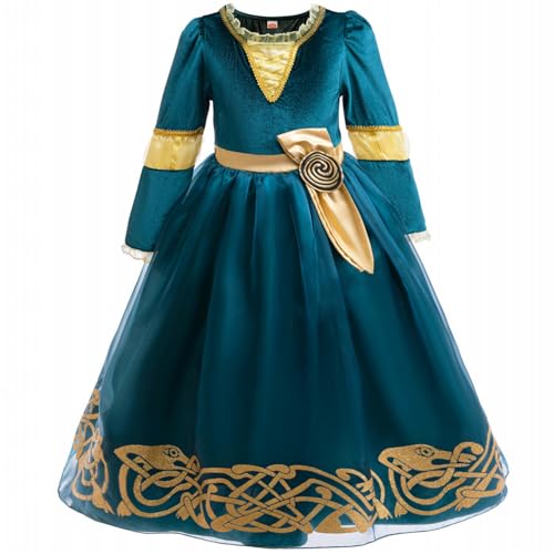 Windskids Mädchen Merida Kostüm Fasching Cosplay Scottish Prinzessin Merida Samt Langarm Kleider Weihnachten Karneval Halloween Party Geburtstag Maskerade Merida Kostüm Verkleidung, 3-13 Jahre Windskids Mädchen Merida Kostüm Fasching Cosplay Scottish Prinzessin Merida Samt Langarm Kleider Weihnachten Karneval Halloween Party Geburtstag Maskerade Merida Kostüm Verkleidung, 3-13 Jahre von Windskids