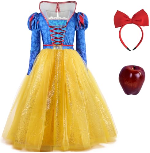 Windskids Mädchen Schneewittchen Kostüm, Lang Tüll Snow White Kleider mit Schleife Apfel Weihnachten Karneval Halloween Party Geburtstag Maskerade Fest Schneewittchen Kostüm Verkleidung, 4-15 Jahre Windskids Mädchen Schneewittchen Kostüm, Lang Tüll Snow White Kleider mit Schleife Apfel Weihnachten Karneval Halloween Party Geburtstag Maskerade Fest Schneewittchen Kostüm Verkleidung, 4-15 Jahre von Windskids