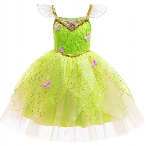 Windskids Mädchen Tinker Bell Kostüm, Pailletten Tüll Schmetterling Geblümtes Kleid Flügel Elfenohren Krone Stab Weihnachten Karneval Halloween Party Geburtstag Tinker Bell Verkleidung, 2-13 Jahre Windskids Mädchen Tinker Bell Kostüm, Pailletten Tüll Schmetterling Geblümtes Kleid Flügel Elfenohren Krone Stab Weihnachten Karneval Halloween Party Geburtstag Tinker Bell Verkleidung, 2-13 Jahre von Windskids