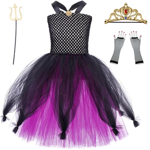 Windskids Mädchen Ursula Kostüm Fasching Kleine Meerjungfrau Oktopus Seehexe Ursula Ballerina Tüll Tutu Kleid mit Krone Zauberstab Handschuhe für Halloween Karneval Party Verkleidung, 3-12 Jahre Windskids Mädchen Ursula Kostüm Fasching Kleine Meerjungfrau Oktopus Seehexe Ursula Ballerina Tüll Tutu Kleid mit Krone Zauberstab Handschuhe für Halloween Karneval Party Verkleidung, 3-12 Jahre von Windskids