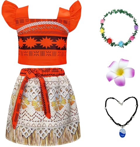 Windskids Mädchen Vaiana Kostüm, Druck Oberteil Rock mit Girlande Halskette Perücke Ballerina Kleider Set Weihnachten Karneval Halloween Party Fest Geburtstag Vaiana Kostüm Verkleidung, 1-10 Jahre Windskids Mädchen Vaiana Kostüm, Druck Oberteil Rock mit Girlande Halskette Perücke Ballerina Kleider Set Weihnachten Karneval Halloween Party Fest Geburtstag Vaiana Kostüm Verkleidung, 1-10 Jahre von Windskids