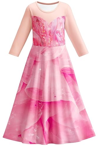 Windskids Mädchen Wicked Kostüm Fasching Cosplay Galinda Elphaba Langarm Druck Kleid Weihnachten Karneval Halloween Party Geburtstag Maskerade Verkleidung, 4-11 Jahre von Windskids