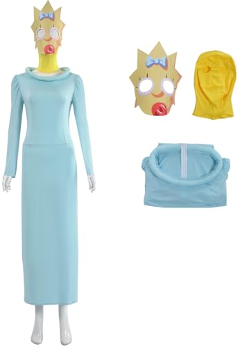 Windskids Maggie Kostüm Damen Cosplay Maggie Simpson Langarm Kleid mit Kapuze Maske Set für Fancy Dress Up Halloween Karneval Party Geburtstag Maskerade Performance Verkleidung Windskids Maggie Kostüm Damen Cosplay Maggie Simpson Langarm Kleid mit Kapuze Maske Set für Fancy Dress Up Halloween Karneval Party Geburtstag Maskerade Performance Verkleidung von Windskids