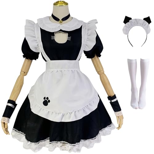 Windskids Maid Kostüm Damen Cosplay Anime Lolita Kawaii Katze Maid Dress Café Kellner Dienstmädchen Kleid mit Zubehör Set 5PCS für Fancy Dress Up Halloween Karneval Party Hausmädchen Verkleidung Windskids Maid Kostüm Damen Cosplay Anime Lolita Kawaii Katze Maid Dress Café Kellner Dienstmädchen Kleid mit Zubehör Set 5PCS für Fancy Dress Up Halloween Karneval Party Hausmädchen Verkleidung von Windskids
