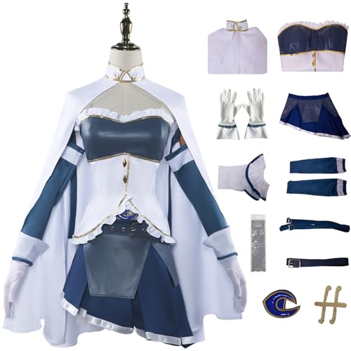 Windskids Miki Sayaka Kostüm Damen Cosplay Puella Magi Madoka Magica Miki Sayaka Deluxe Komplett Anime Kampf Uniform Set mit Zubehör für Fancy Dress Up Halloween Karneval Party Maskerade Verkleidung von Windskids