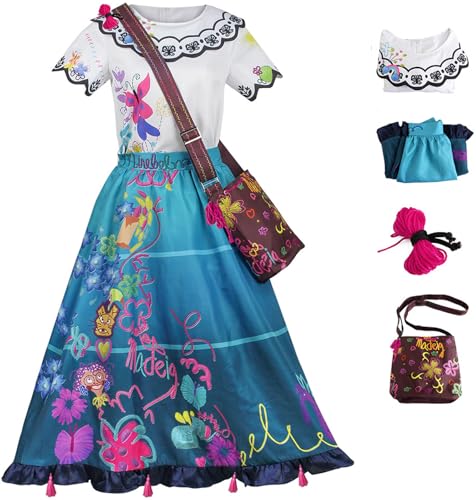 Windskids Mirabel Kostüm Damen Cosplay Magie Familie Mirabel Madrigal Vintage Outfit Top und Rock mit Tasche für Halloween Weihnachten Karneval Party Geburtstag Maskerade Performance Verkleidung Windskids Mirabel Kostüm Damen Cosplay Magie Familie Mirabel Madrigal Vintage Outfit Top und Rock mit Tasche für Halloween Weihnachten Karneval Party Geburtstag Maskerade Performance Verkleidung von Windskids