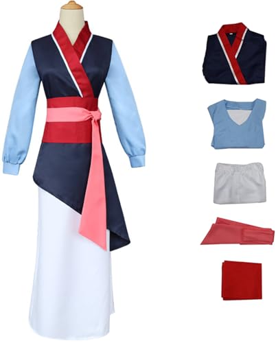 Windskids Mulan Kostüm Damen Cosplay Helden Hua Mulan Hanfu Kung Fu Outfit Anzug für Halloween Karneval Party Maskerade Performance Verkleidung von Windskids