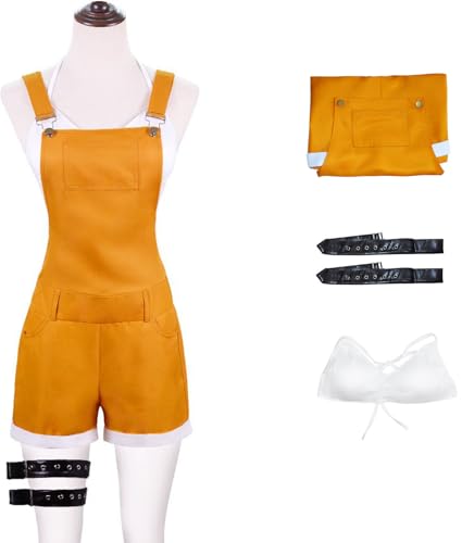 Windskids Nami Kostüm Damen Verkleidung Anime Piraten Könige Nami Uniform Gelb Trägerhosen und Top mit Zubehör Set für Halloween Karneval Party Maskerade Performance Costume Windskids Nami Kostüm Damen Verkleidung Anime Piraten Könige Nami Uniform Gelb Trägerhosen und Top mit Zubehör Set für Halloween Karneval Party Maskerade Performance Costume von Windskids