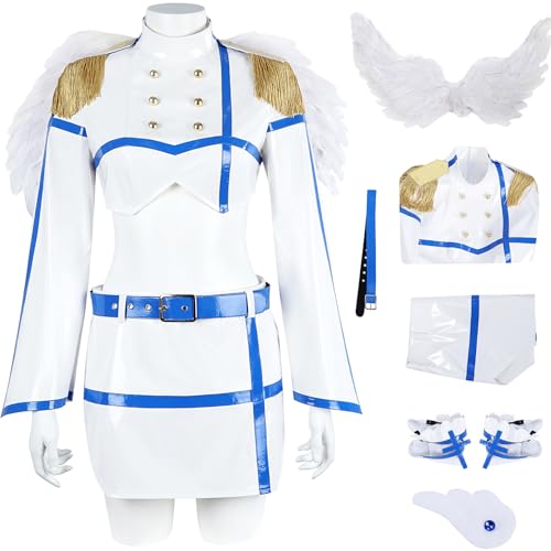 Windskids Nociel Nonoa Kostüm Damen Cosplay Anime 2.5 Dimensional Seduction Leder Uniform Top Rock Gürtel Socken Tiara mit Flügel Set für Fancy Dress Up Halloween Karneval Party Maskerade Verkleidung Windskids Nociel Nonoa Kostüm Damen Cosplay Anime 2.5 Dimensional Seduction Leder Uniform Top Rock Gürtel Socken Tiara mit Flügel Set für Fancy Dress Up Halloween Karneval Party Maskerade Verkleidung von Windskids