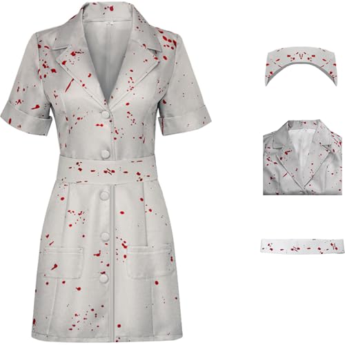Windskids Nurse Kostüm Damen Game Silent Cosplay Hill Alchemilla Hospital Nurse Blutfleckenkleid mit Hut Gürtel Anzug für Halloween Karneval Geburtstag Party Maskerade Performance Verkleidung Windskids Nurse Kostüm Damen Game Silent Cosplay Hill Alchemilla Hospital Nurse Blutfleckenkleid mit Hut Gürtel Anzug für Halloween Karneval Geburtstag Party Maskerade Performance Verkleidung von Windskids