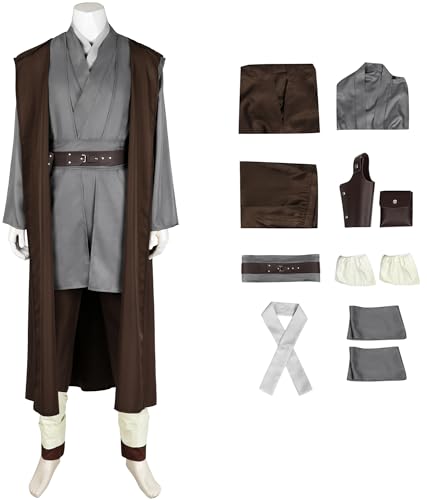 Windskids Obi Wan Kostüm Herren Cosplay Planet Krieg 1 Jedi Knight Obi Wan Kenobi Deluxe Komplett Uniform mit Zubehör Anzug für Halloween Karneval Geburtstag Party Maskerade Performance Verkleidung Windskids Obi Wan Kostüm Herren Cosplay Planet Krieg 1 Jedi Knight Obi Wan Kenobi Deluxe Komplett Uniform mit Zubehör Anzug für Halloween Karneval Geburtstag Party Maskerade Performance Verkleidung von Windskids