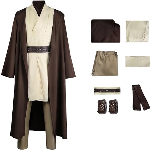 Windskids Obi Wan Kostüm Herren Fasching Cosplay Planet Krieg 3 Jedi Knight Obi Wan Kenobi Deluxe Komplett Uniform für Halloween Karneval Party Geburtstag Maskerade Performance Verkleidung Windskids Obi Wan Kostüm Herren Fasching Cosplay Planet Krieg 3 Jedi Knight Obi Wan Kenobi Deluxe Komplett Uniform für Halloween Karneval Party Geburtstag Maskerade Performance Verkleidung von Windskids