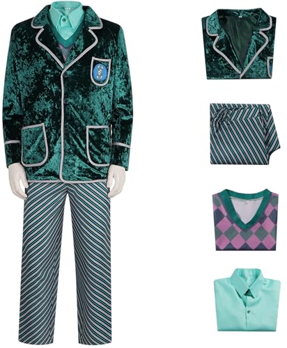 Windskids Pfannee Kostüm Herren Cosplay Movie Wicked Pfannee Streifen Schuluniform Jacke Weste Hemd Hose Set für Fancy Dress Up Halloween Karneval Party Maskerade Performance Verkleidung, Grün Windskids Pfannee Kostüm Herren Cosplay Movie Wicked Pfannee Streifen Schuluniform Jacke Weste Hemd Hose Set für Fancy Dress Up Halloween Karneval Party Maskerade Performance Verkleidung, Grün von Windskids