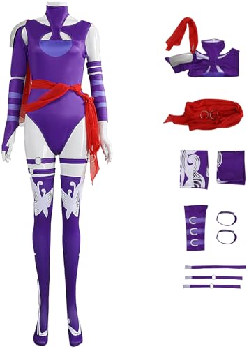 Windskids Psylocke Kostüm Damen Cosplay Superhelden Psylocke Uniform Jumpsuits mit Zubehör Set für Fancy Dress Up Halloween Karneval Party Maskerade Anime Performance Verkleidung, Lila Windskids Psylocke Kostüm Damen Cosplay Superhelden Psylocke Uniform Jumpsuits mit Zubehör Set für Fancy Dress Up Halloween Karneval Party Maskerade Anime Performance Verkleidung, Lila von Windskids