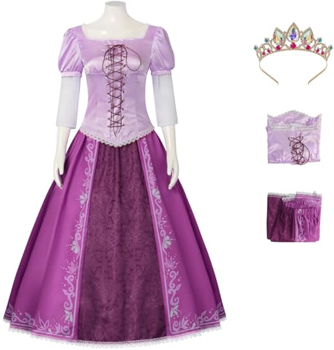 Windskids Rapunzel Kostüm mit Krone Damen Fasching Cosplay Prinzessin Rapunzel Schnürballkleid Oberteil und Rock Anzug für Halloween Weihnachten Karneval Geburtstag Partykleid Fest Verkleidung, Lila Windskids Rapunzel Kostüm mit Krone Damen Fasching Cosplay Prinzessin Rapunzel Schnürballkleid Oberteil und Rock Anzug für Halloween Weihnachten Karneval Geburtstag Partykleid Fest Verkleidung, Lila von Windskids