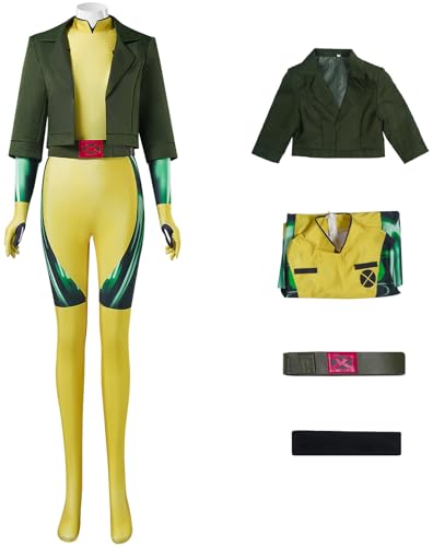 Windskids Rogue Kostüm Damen Cosplay X Man Anna Marie Rogue Uniform Drucke Jumpsuit und Jacke Set für Fancy Dress Up Halloween Karneval Party Maskerade Performance Verkleidung Windskids Rogue Kostüm Damen Cosplay X Man Anna Marie Rogue Uniform Drucke Jumpsuit und Jacke Set für Fancy Dress Up Halloween Karneval Party Maskerade Performance Verkleidung von Windskids