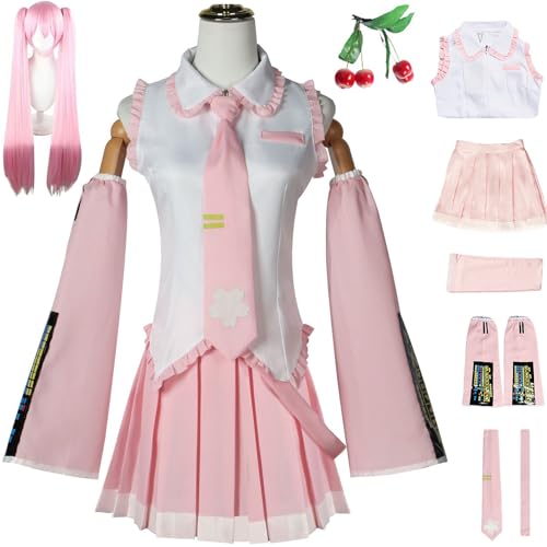 Windskids Sakura Miku Kostüm Damen Cosplay Virtual Idol H'atsune M'iku Komplett JK Uniform Set mit Tiara und Perücke für Fancy Dress Up Halloween Karneval Party Maskerade Anime Verkleidung, Rosa Windskids Sakura Miku Kostüm Damen Cosplay Virtual Idol H'atsune M'iku Komplett JK Uniform Set mit Tiara und Perücke für Fancy Dress Up Halloween Karneval Party Maskerade Anime Verkleidung, Rosa von Windskids
