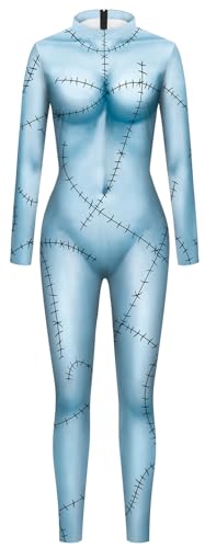 Windskids Sally Kostüm Damen Cosplay Christmas Eve Jack Skellington Braut Sally Gothic Drucke Jumpsuits für Halloween Karneval Geburtstag Party Maskerade Performance Verkleidung, S-3XL Windskids Sally Kostüm Damen Cosplay Christmas Eve Jack Skellington Braut Sally Gothic Drucke Jumpsuits für Halloween Karneval Geburtstag Party Maskerade Performance Verkleidung, S-3XL von Windskids