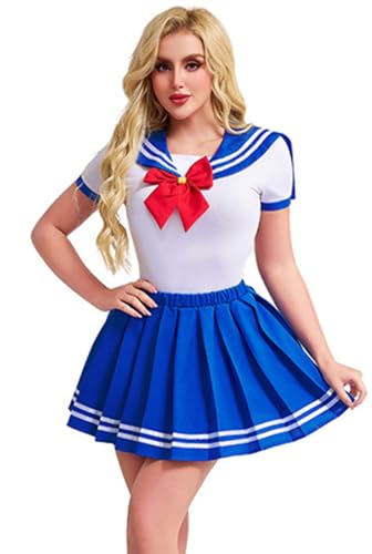 Windskids Serenity Kostüm Damen Cosplay Anime Sailor Moon Mond Prinzessin Serenity Maxi Abendkleid mit Ärmel Schleife Set für Halloween Karneval Party Maskerade Performance Verkleidung, Weiß von Windskids