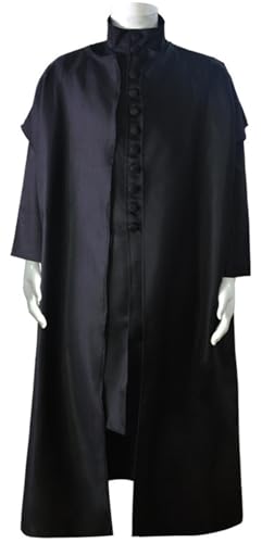 Windskids Snape Kostüm Herren Cosplay Zauberschule Wizard Severus Snape Uniform Tunika und Futter für Halloween Karneval Geburtstag Party Maskerade Performance Verkleidung, Schwarz Windskids Snape Kostüm Herren Cosplay Zauberschule Wizard Severus Snape Uniform Tunika und Futter für Halloween Karneval Geburtstag Party Maskerade Performance Verkleidung, Schwarz von Windskids