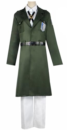 Windskids Survey Corps Kostüm Erwachsene Cosplay Anime AOT Eren Jäger Uniform Jacke Fliege Gürtel und Top Hose Set für Halloween Karneval Party Maskerade Theater Performance Verkleidung, Armeegrün Windskids Survey Corps Kostüm Erwachsene Cosplay Anime AOT Eren Jäger Uniform Jacke Fliege Gürtel und Top Hose Set für Halloween Karneval Party Maskerade Theater Performance Verkleidung, Armeegrün von Windskids