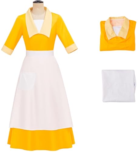 Windskids Tiana Kostüm Damen Cosplay Frosch Prinzessin Tiana Maid Uniform Kleid und Schürze für Fancy Dress Up Halloween Karneval Party Maskerade Theater Performance Kellner Verkleidung, Gelb Windskids Tiana Kostüm Damen Cosplay Frosch Prinzessin Tiana Maid Uniform Kleid und Schürze für Fancy Dress Up Halloween Karneval Party Maskerade Theater Performance Kellner Verkleidung, Gelb von Windskids