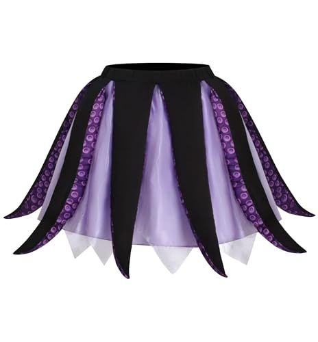 Windskids Ursula Kostüm Damen Cosplay Kleine Meerjungfrau Meerhexe Ursula Outfit Niedlich Oktopus Styling Rock für Halloween Karneval Geburtstag Party Maskerade Performance Verkleidung von Windskids