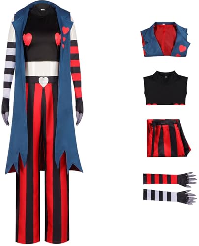 Windskids Velvet Kostüm Damen Cosplay Hazbin Hotel Demon Velvet Komplett Uniform Jacke Top Hose Handschuhe Set für Fancy Dress Up Halloween Karneval Party Maskerade Performance Verkleidung Windskids Velvet Kostüm Damen Cosplay Hazbin Hotel Demon Velvet Komplett Uniform Jacke Top Hose Handschuhe Set für Fancy Dress Up Halloween Karneval Party Maskerade Performance Verkleidung von Windskids