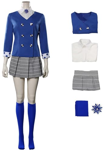 Windskids Veronica Sawyer Cosplay Kostüm Damen Heathers The Musical Theaterstück High School Komplett JK Uniform Kleid für Halloween Karneval Party Maskerade Performance Verkleidung, Blau von Windskids