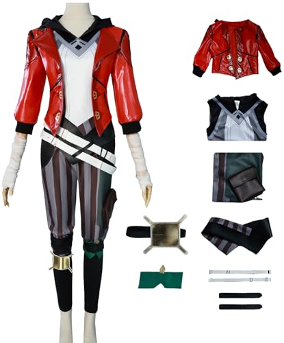 Windskids Vi Kostüm Damen Cosplay Game Vi Deluxe Komplett Uniform Rot Jacke und Top Hose mit Zubehör Set für Fancy Dress Up Halloween Karneval Party Geburtstag Maskerade Anime Performance Verkleidung Windskids Vi Kostüm Damen Cosplay Game Vi Deluxe Komplett Uniform Rot Jacke und Top Hose mit Zubehör Set für Fancy Dress Up Halloween Karneval Party Geburtstag Maskerade Anime Performance Verkleidung von Windskids