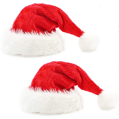 Windskids Weihnachtsmütze Unisex Rot Dickes Plüschfutter Santa Hat Neujahr Weihnachtskostüm Party Nikolausmütze mit Großem Haarball von Windskids