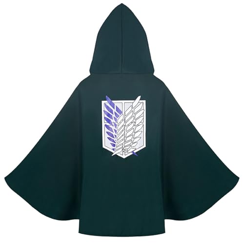 Windskids Wings of Liberty Cosplay Kostüm Erwachsene Anime AOT Scout Regiment Wings of Liberty Kapuzenumhang Jacke für Fancy Dress Up Halloween Karneval Party Maskerade Performance Verkleidung, Grün von Windskids