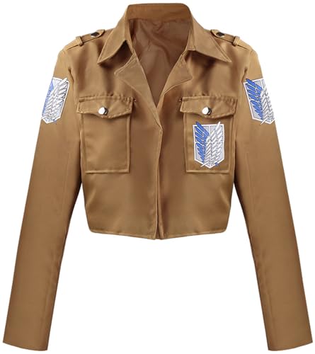 Windskids Wings of Liberty Kostüm Erwachsene Cosplay Anime AOT Eren Jäger Mikasa Ackerman Armin Arlert Uniform Jacke für Halloween Karneval Party Maskerade Theater Performance Verkleidung von Windskids