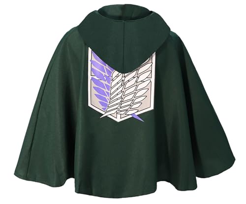 Windskids Wings of Liberty Kostüm Erwachsene Cosplay Anime AOT Scout Regiment Wings of Liberty Kapuzenumhang Jacke für Fancy Dress Up Halloween Karneval Party Maskerade Performance Verkleidung, Grün von Windskids
