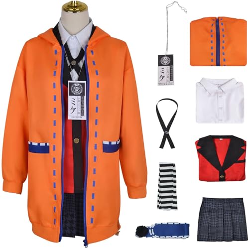 Windskids Yomozuki Runa Kostüm Damen Cosplay Anime Kakegurui Yomozuki Runa Uniform Kapuzenjacke und Tunika Top Rock Fliege Halskette Socken Set für Halloween Karneval Party Maskerade Verkleidung Windskids Yomozuki Runa Kostüm Damen Cosplay Anime Kakegurui Yomozuki Runa Uniform Kapuzenjacke und Tunika Top Rock Fliege Halskette Socken Set für Halloween Karneval Party Maskerade Verkleidung von Windskids