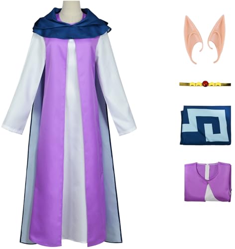 Windskids Zelda Kostüm mit Elfenohren Damen Cosplay Game Zelda Prinzessin Uniform Kleid und Umhang Kopfbedeckung für Halloween Karneval Party Geburtstag Maskerade Anime Performance Verkleidung von Windskids