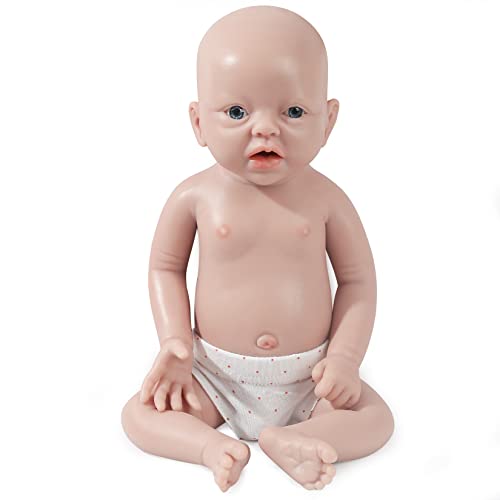 Windsleeping 36 cm Ganzkörper-Silikon-Baby-Puppe Realistisch Wasserdicht Reborn-Babypuppe Gewichteter Junge wie echtes Baby Lebensecht Kein Vinyl von Windsleeping