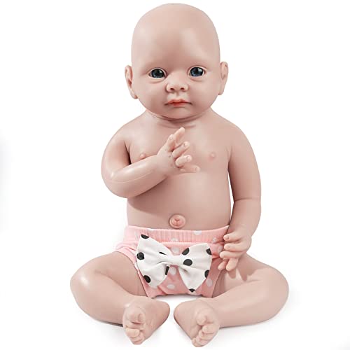 Windsleeping 48 cm Ganzkörper-Silikon-Baby-Puppe Realistisch Wasserdicht Reborn-Babypuppe Gewichteter Mädchen wie echtes Baby Lebensecht Kein Vinyl von Windsleeping