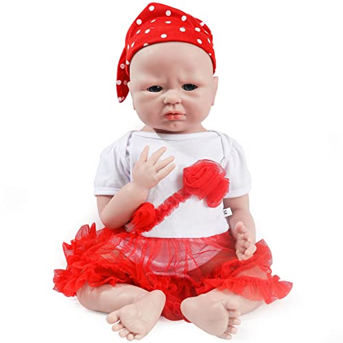Windsleeping 50 cm Ganzkörper-Silikon-Baby-Puppe Realistisch Wasserdicht Reborn-Babypuppe Gewichteter Mädchen wie echtes Baby Lebensecht Kein Vinyl von Windsleeping