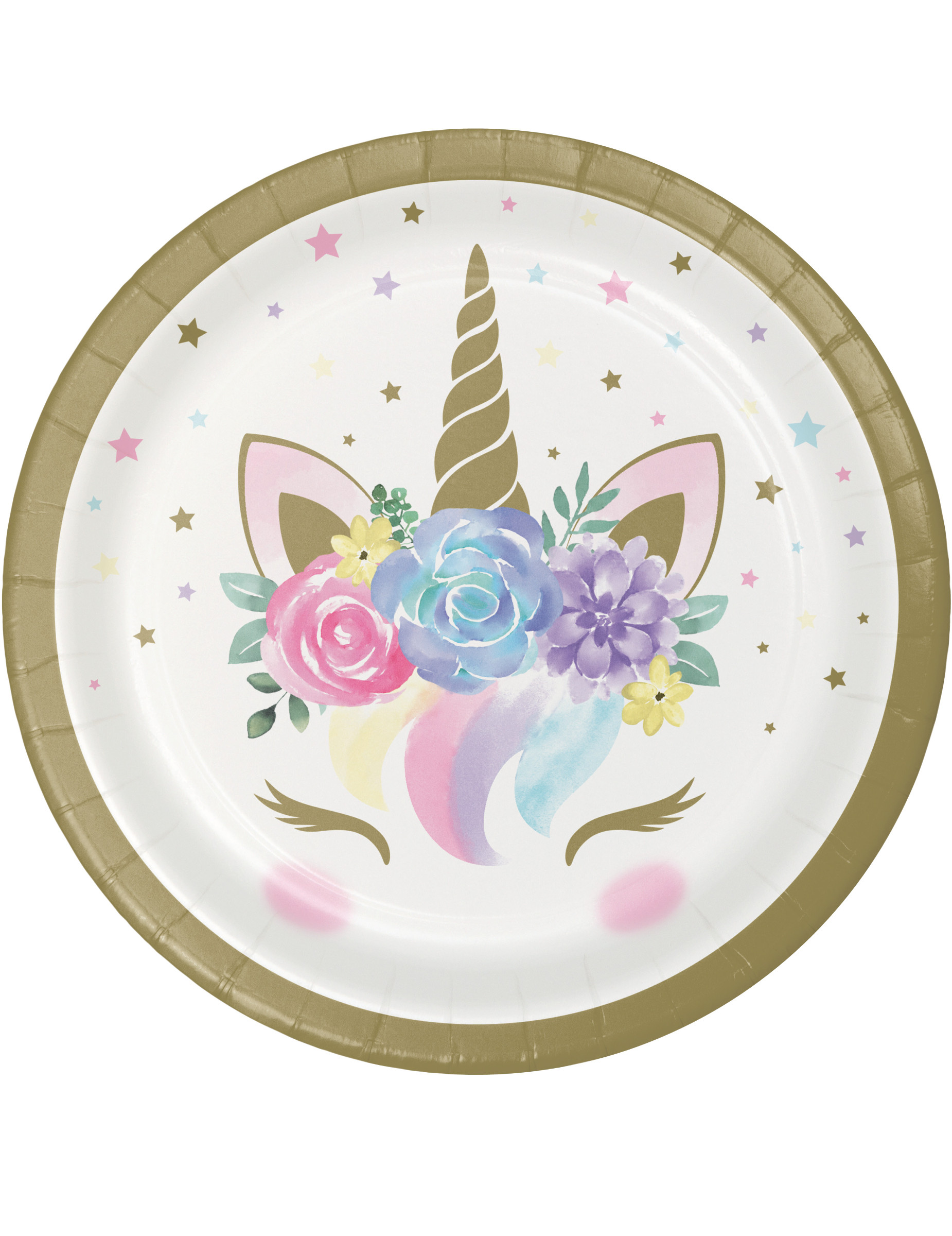 Einhorn-Pappteller Einhornparty 8 Stück pastellfarben-gold-weiss 18 cm Einhorn-Pappteller Einhornparty 8 Stück pastellfarben-gold-weiss 18 cm von BIGIEMME SRL
