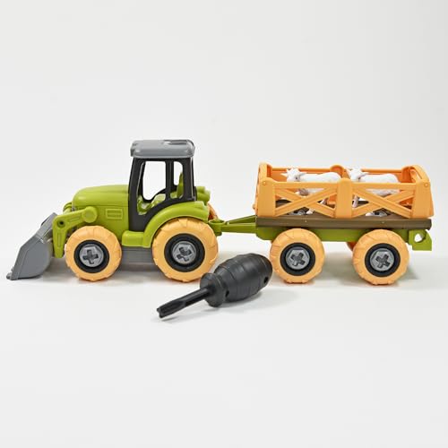 Kögler DIY Bauernhof Fahrzeug mit Anhänger und Ziegen Tracktor Trecker 27,5 cm von Winfried Kögler GmbH