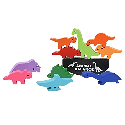 Kögler 90520 - Balancespiel Dinosaurier aus Holz, mit 10 unterschiedlichen Dinos, ca. 20,7 x 12,7 x 2,7 cm, zum Balancieren für Kinder ab 3 Jahren von Kögler