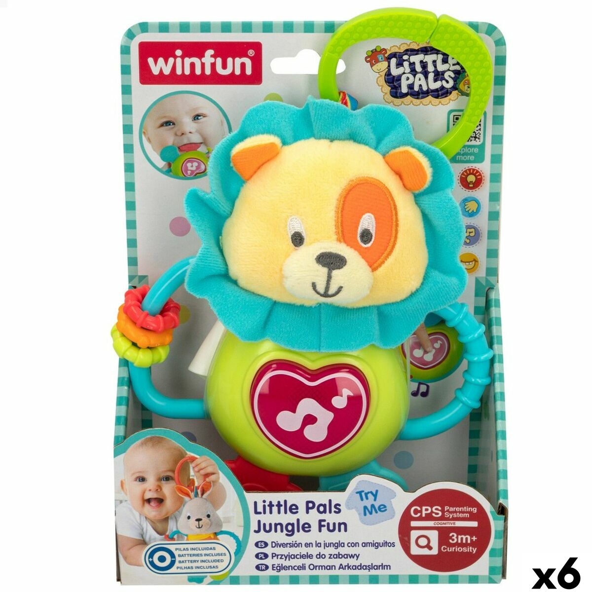 Plüschtier mit integrierter Rassel Winfun 14 x 19 x 6,5 cm (6 Stück) von Winfun