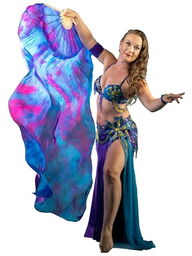 Winged Sirenny Belly Dance Silk Fan Veil Adjustable, 70"(180 cm) Worship Praise Flag Streamer (Mermaid) von Winged Sirenny