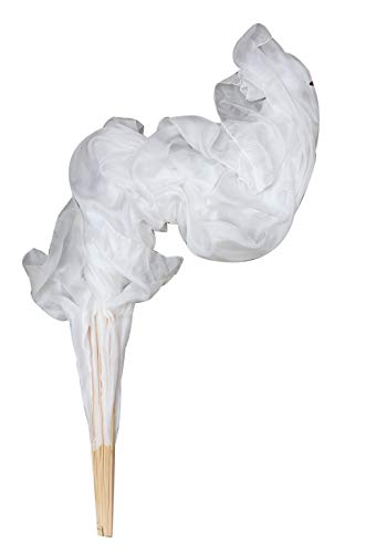 Winged Sirenny Large Single Silk Fan Veil 70"x 45", worship praise Adoration belly dance flag streamer (white) von Winged Sirenny