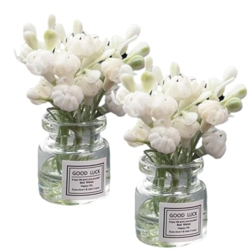 2 Stück Miniatur-Blumenvasen mit weißem Jasmin – realistisches handgefertigtes Puppenhaus-Zubehör für 1:6/1:8 Maßstab, Feengarten-Requisiten, DIY-Handwerkselemente, Cupcake-Dekor 2 Stück Miniatur-Blumenvasen mit weißem Jasmin – realistisches handgefertigtes Puppenhaus-Zubehör für 1:6/1:8 Maßstab, Feengarten-Requisiten, DIY-Handwerkselemente, Cupcake-Dekor von WinldMonmo