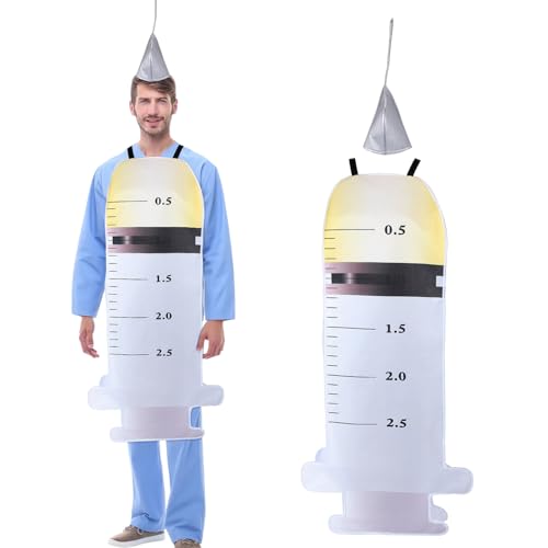 WinnerWhy 2-teiliges Spritzen-Kostüm-Set, Krankenschwester, Arzt, Halloween-Kostüm, Zubehör, riesige Spritze, Nadel, Injektion, medizinisches Zubehör, Neuheit, Verkleiden für Halloween, Cosplay, Party von WinnerWhy