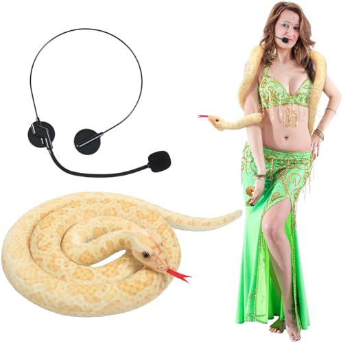 WinnerWhy 2 x Halloween-Schlangenanhänger-Kostüm-Zubehör, inklusive gelbem Sanke und falschem Headset für Halloween, Cosplay von WinnerWhy